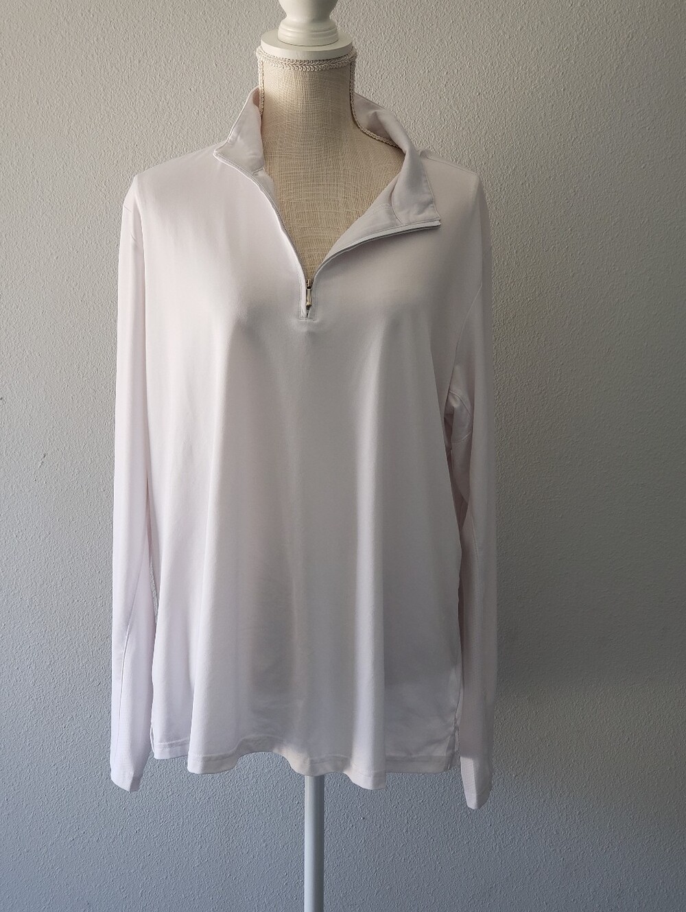 San Soleil Long Sleeve Sun Shirt Womens Size XXL White 1/4 Zip Pullover Upf 50+